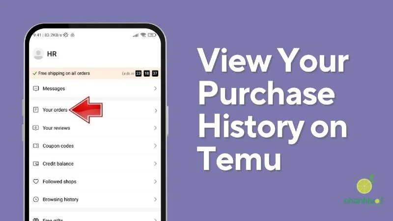 Cách xem lịch sử mua hàng trên Temu 1