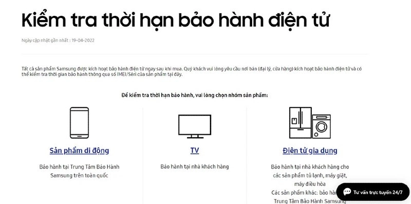 kiểm tra-cách-tay-samsung-qua-web