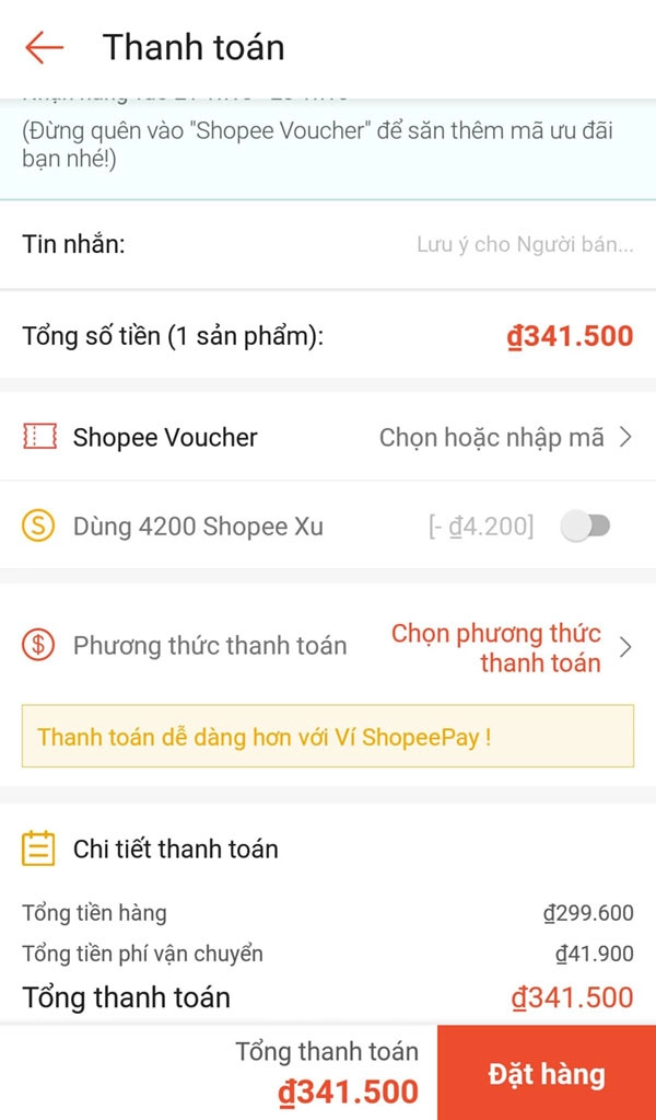 cách thanh toán bằng shopeepay-cho-tặng-shopee