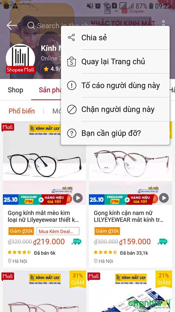 cách sao chép-link-shopee-trên-dt